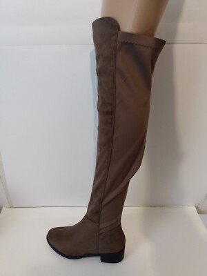Top Moda Sperry 8 Women's Tan Faux Suede Over Knee Zip Flat Boots size 6