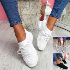 white knitted trainers womens