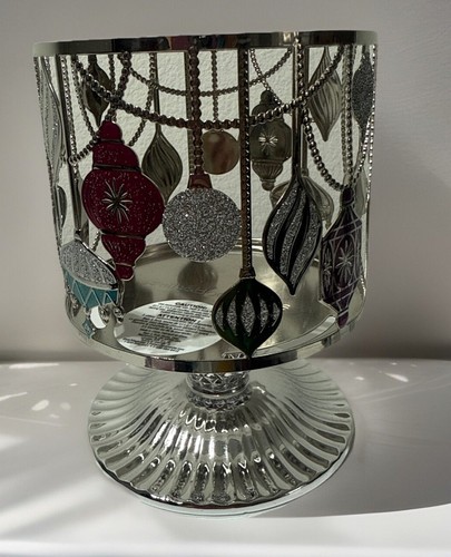 Bath & Body Works Ornament Winter Pedestal 3 Wick Candle Holder Sleeve W/Tags - Picture 2 of 9