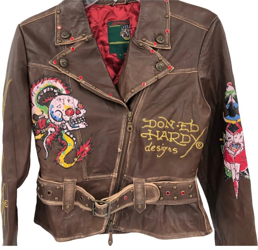 🚨🔥Vintage Ed Hardy Hardy Christian Audigier Womens Leather 🚨🔥Vintage Ed Hardy Hardy Christian Audigier Womens Leather
