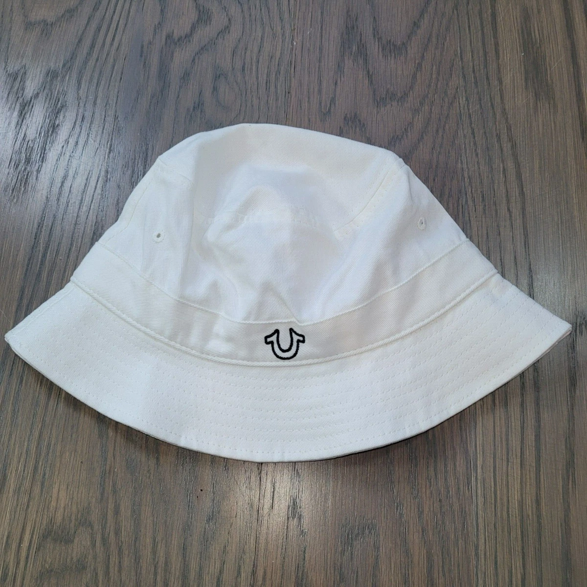 True Religion Men s Bucket Hat Size One Size White Black Horse Shoe Outline