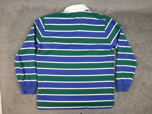 Brooks Brothers Rugby Polo Shirt Mens XL Blue Green Striped Long Sleeve Preppy - Picture 5 of 8