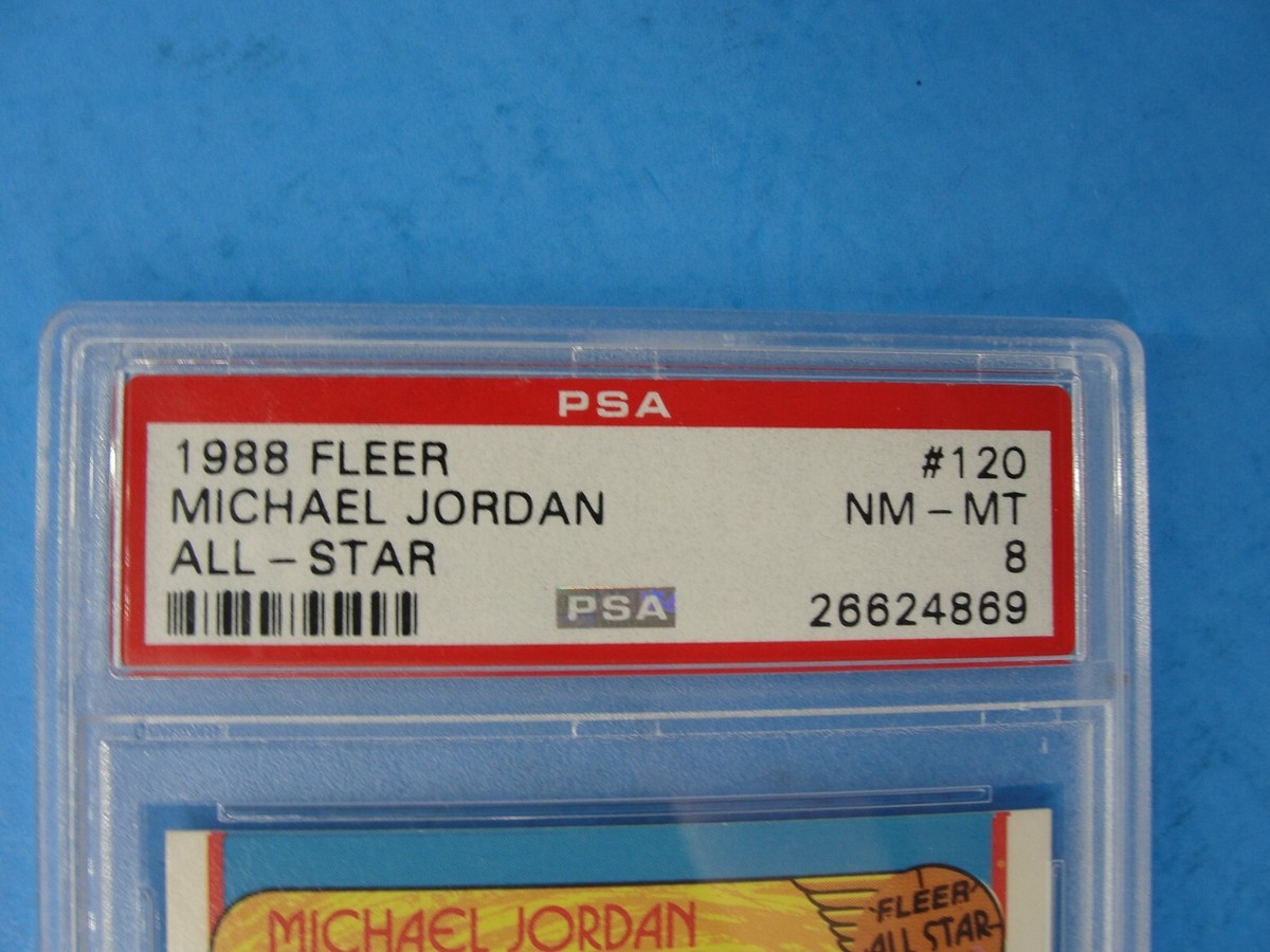 1988 FLEER MICHAEL JORDAN #120 PSA 8 ALL-STAR Slam Dunk Epic