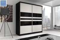 Brand Modern Sliding Door Bedroom Wardrobe 6 Ft (183cm) - Black & White F01 Brand Modern Sliding Door Bedroom Wardrobe 6 Ft (183cm) - Black & White F01