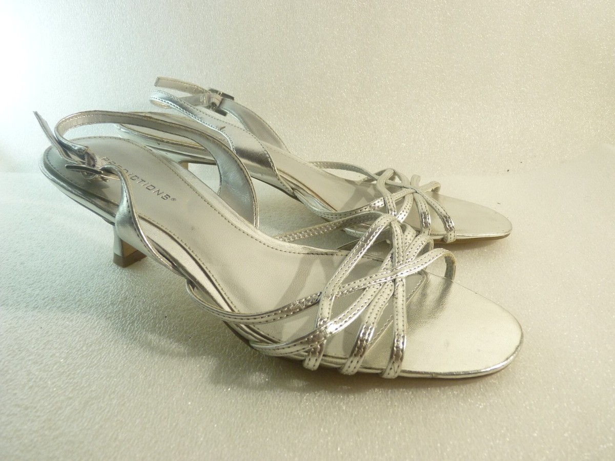 Predictions Womens Shoes Sandals Silver Heels Size SKU 12673