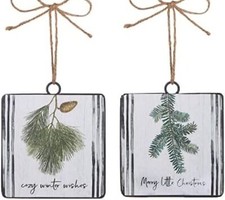 Pine Christmas Ornament Set, Rustic Cottage Cabin Decor, Farmhouse Decorations