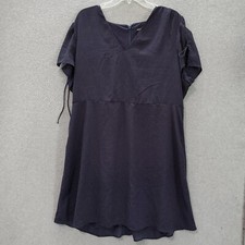 J Crew Mercantile Women Dress 20 Navy Polka Dots Peplum Hem Back Zipper