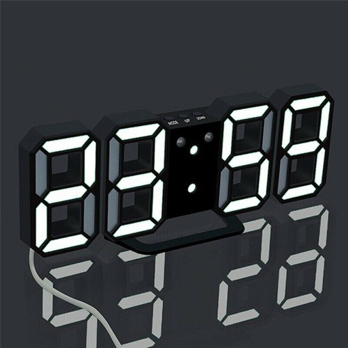 3D LED Wall Clock with Dual Date Time Display, Adjustable Brightness Alarm Night - Picture 8 of 14