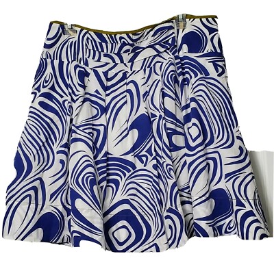 Jupe Femme CAbi Taille 12 - Style Ligne A, Motif Tourbillon Bleu/blanc Art Déco
