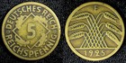 Germany Weimar Republic Aluminium-Bronze 1925 F 5 Reichspfennig  F/VF KM#39 (06) — photo 1