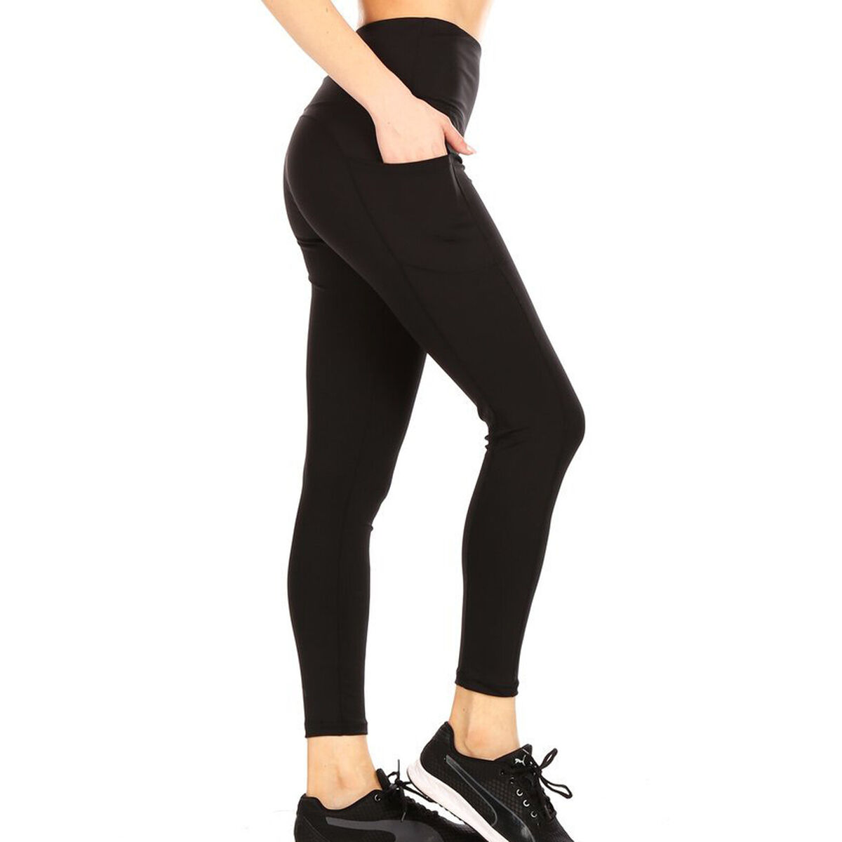 SHOSHO High Waist Tummy Control Pockets Activewear Yoga Black Leggings -  Choose