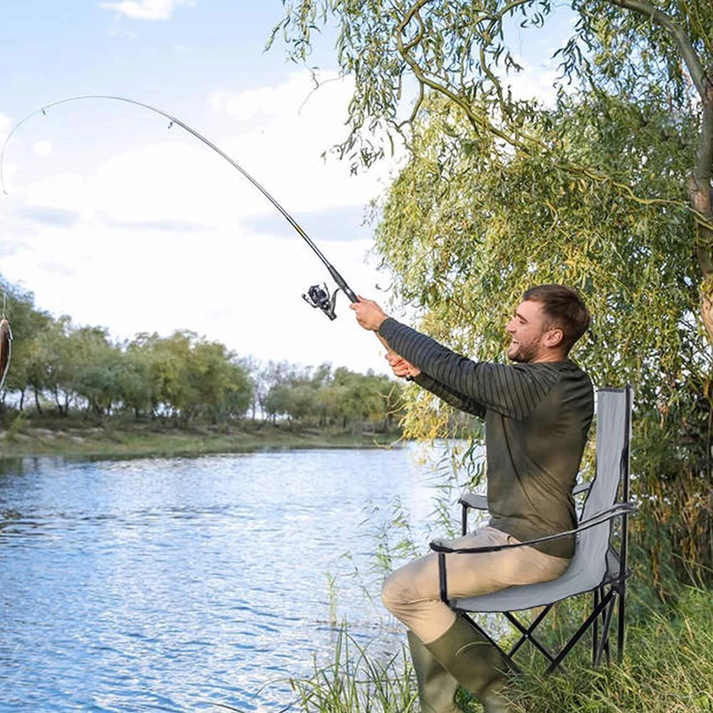 Folding Camping Chair Portable Outdoor Garden Patio Beach Fishing Seat -  Grey