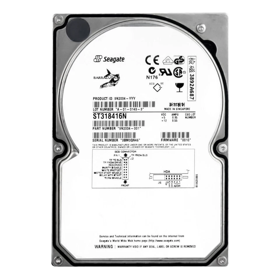 Hard Drive Seagate Barracuda 18XL ST318416N 18.4GB 7200RPM 512KB 50-PIN SCSI - Image 2 of 3