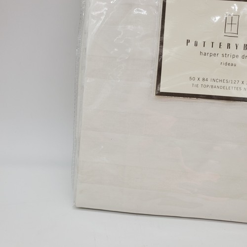 Pottery Barn White Cotton Harper Stripe Drape 50 x 84 Inches 1 panel - Picture 5 of 5