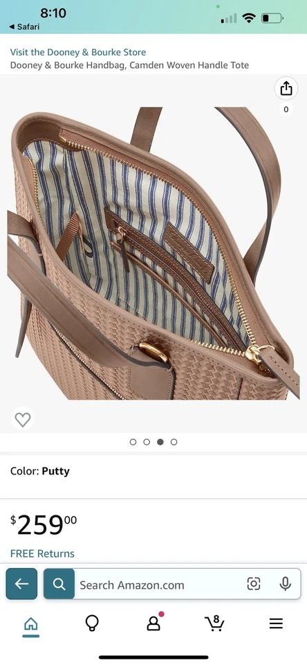 НОВЫЙ С ЯРЛЫКАМИ ЖЕНЩИН DOONEY & BURKE РУЧКА СУМКА С КОРОТКИМИ РУЧКАМИ ЗАМАЗКА ЧЕРЕЗ ПЛЕЧО ДАМСКАЯ СУМКА BCMDW1869 3K3K - Изображение 4 из 4