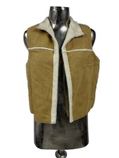 St Michael Tan Womens Gillet Size Medium 14-16 Shearling Jacket Vintage New Eu42