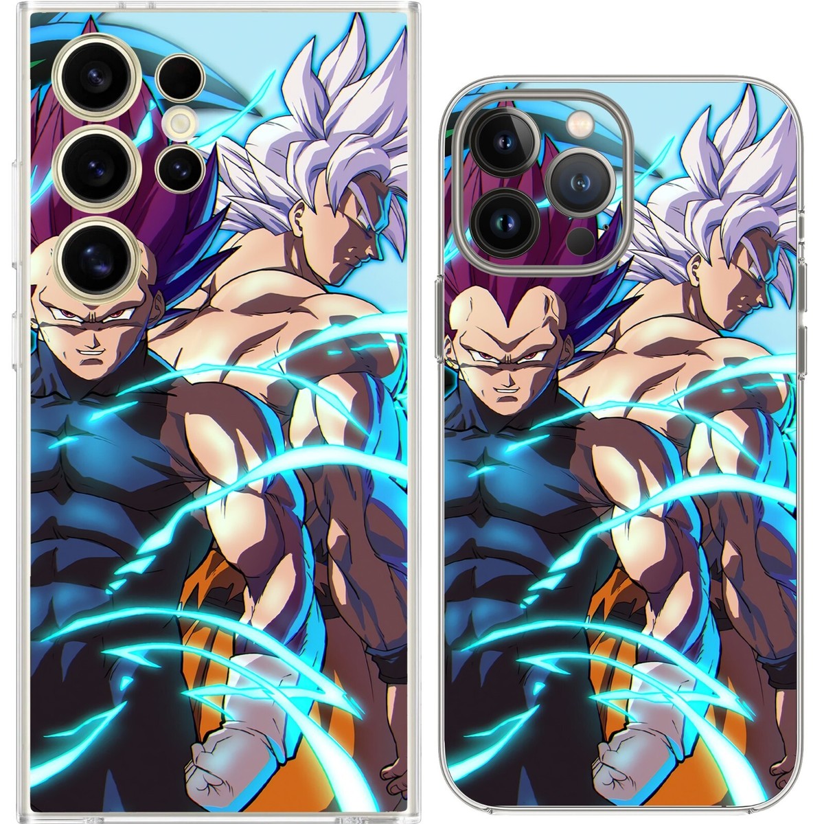 Dragon Ball Z Anime Phone Case - SSJ Blue Goku & Purple Vegeta | Silicone, Shockproof, MagSafe Dragon Ball Z Anime Phone Case - SSJ Blue Goku & Purple Vegeta | Silicone, Shockproof, MagSafe