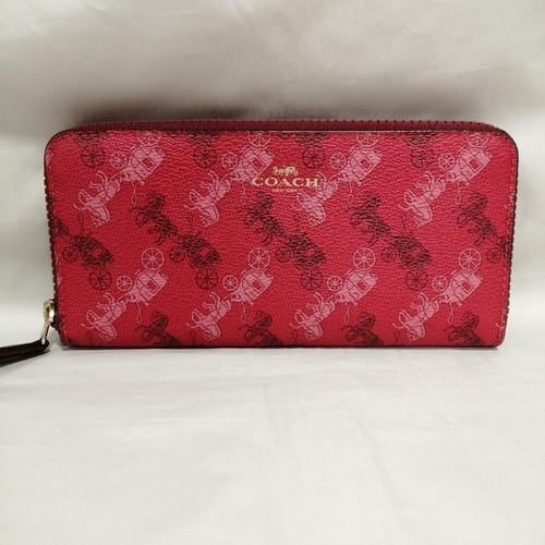 Coach Red Carriage Pattern F87926 Round Zip Wallet eBay