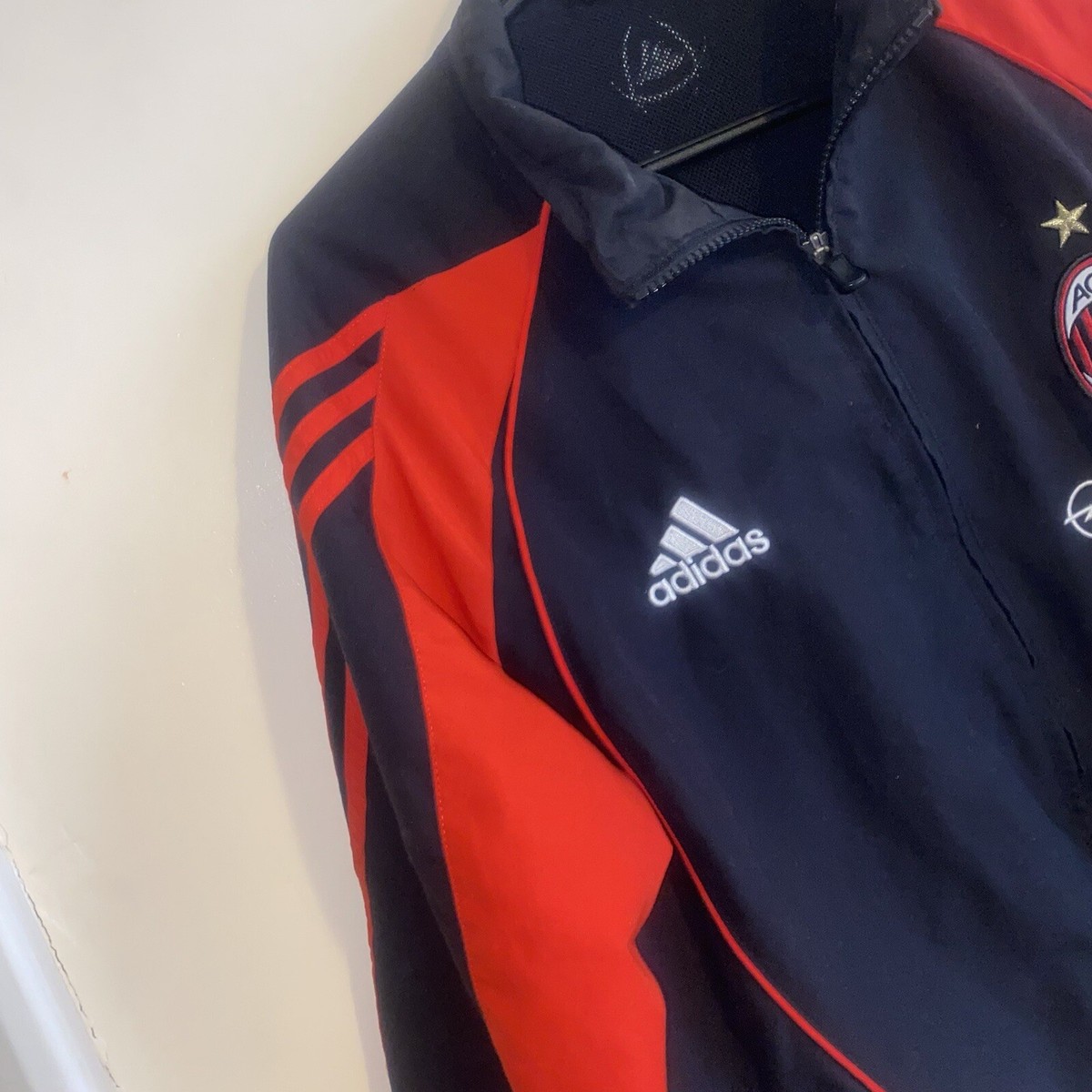 adidas AC MILAN　90s OPEL NylonJacket Vintage 90s AC Milan Adidas Bomber Jacket Opel Football