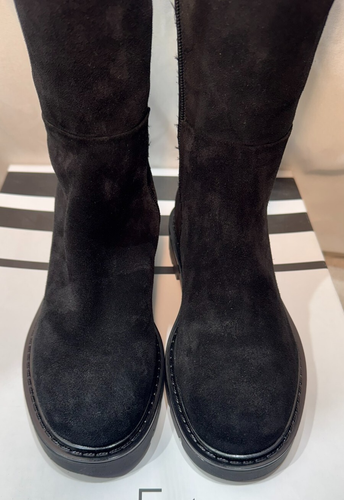 John Lewis Suede Boots Womens UK 5 / 38 Tilda 2 Black Riding Over The Knee Zip - Picture 3 of 22