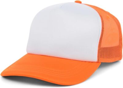 Lids Blank Basic Foam Trucker Adjustable Snapback One Size, White/Neon Orange 