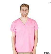 Unisex Scrub Wear V Neck Top SZ. Large NEW PINK 7768 Medical Work 65 Poly35 Cott