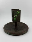 Antique Tiffany Studios NY Grapevine Bronze & Favrile Glass Match Holder VG+