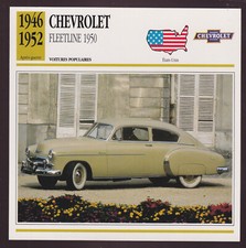 1946-1952 Chevrolet Fleetline 1950 GM Car Photo Spec Sheet Info French Card