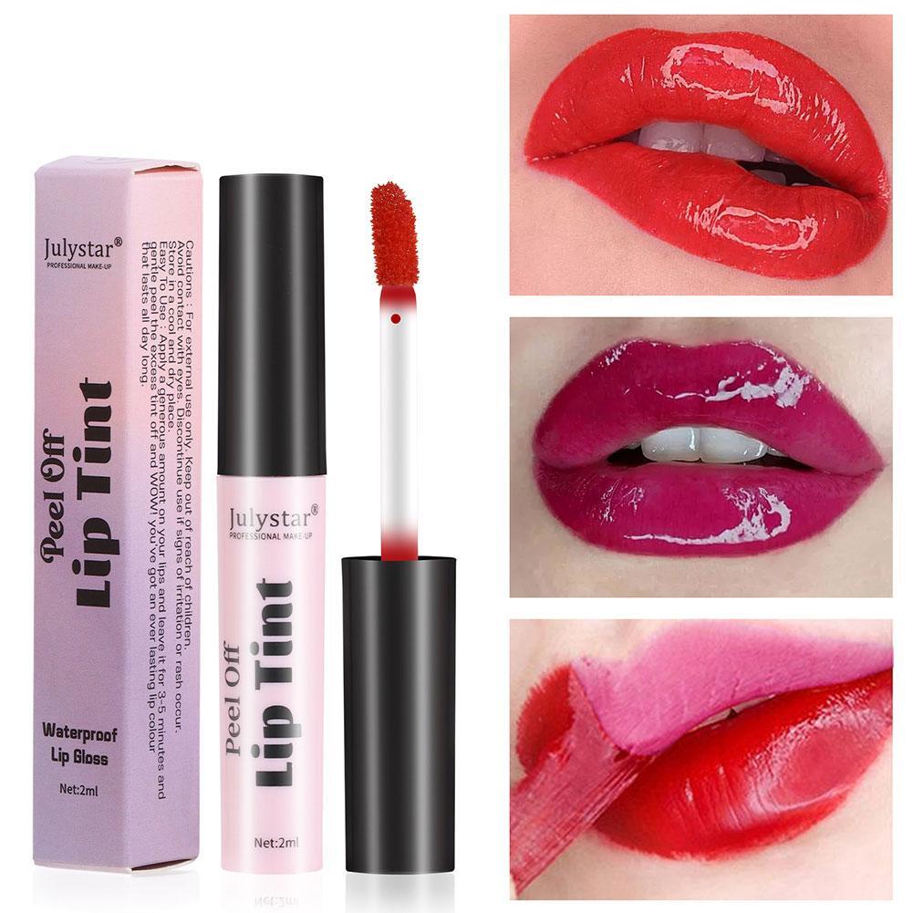 6 Colors Lip Stain Peel off Lip Tint Stain Tattoo Color Waterproof Long-La= M9K1