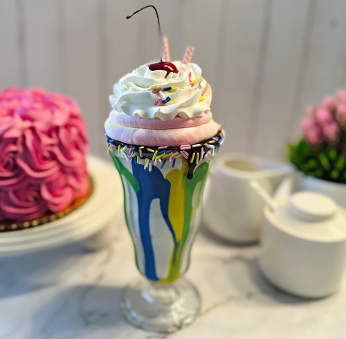Batido falso DEZICAKES comida artificial rosa verde azul espolvoreado batido falso - Imagen 2 de 7