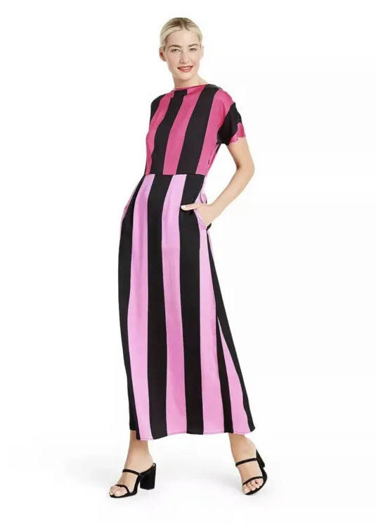 plisse dress Magenta Pregnant Woman Blue Maternity 1/2 sleeves line skirt with a COLOUR:BLACK&PINK