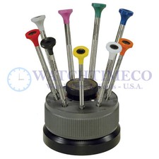 Bergeon 30081-S09 Set of 9 Screwdrivers with Rotating Stand Swiss
