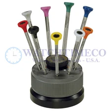 Bergeon 30081-S09 Set of 9 Screwdrivers with Rotating Stand Swiss