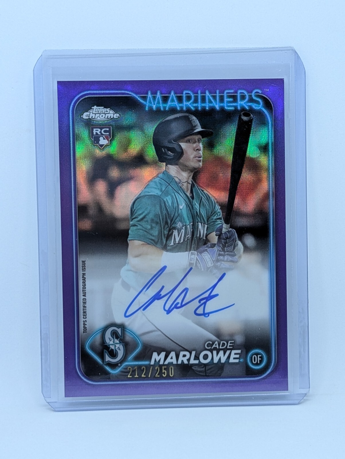 CADE MARLOWE 2024 Topps Chrome Rookie True Purple Auto /250 RA-CMA RC Mariners