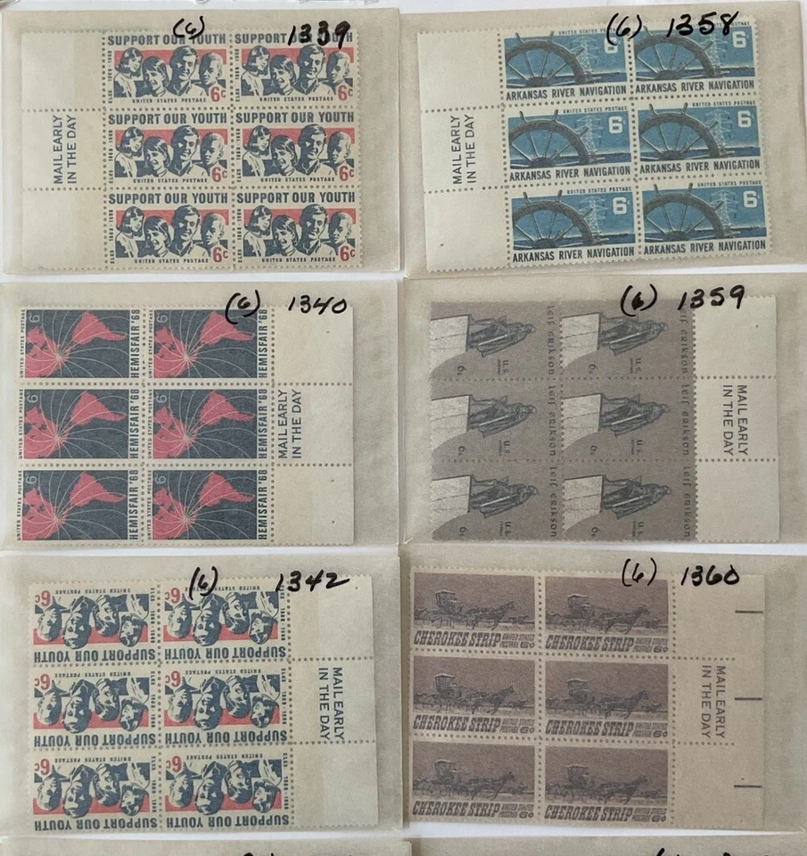 23 Mail Early Blocks Of Six Commemorative US 6 Cent Stamps - Image 2 of 4