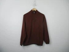 Eddie Bauer Sweater Mens Large Red Quarter Zip Pullover Outdoor Hiking Casual