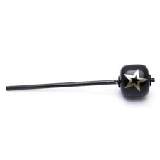 Danmar Black Wood Ball Bass Drum Beater, Black Shaft Silver Star