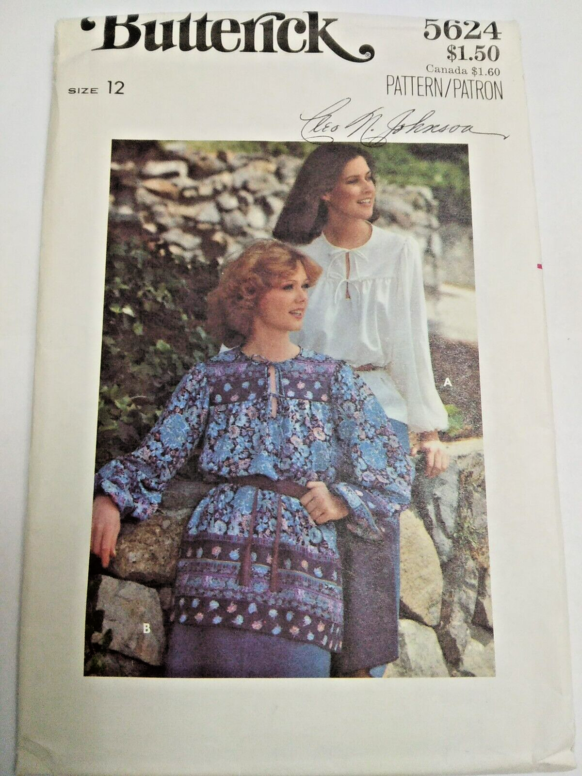 Tunic Peasant Blouse Tops 12 Butterick 5624 Sewing Pattern VTG 70s Flowy Tie