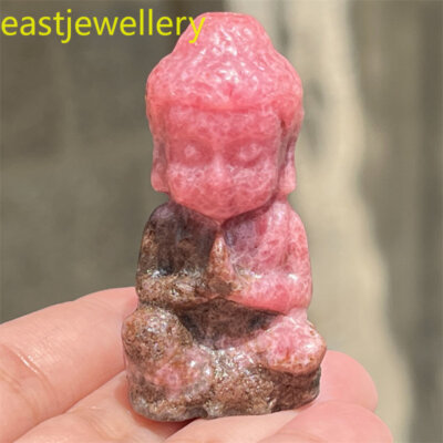 2'' Natural rhodonite carved Buddha skull quartz crystal skull gem healing 1pc
