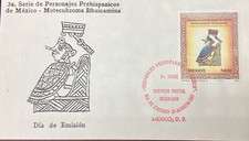 P) 1987 MÉXICO, PERSONALIDADES PREHISPÁNICAS, MOTECUHZOMA ILHUICAMINA, FDC, XF