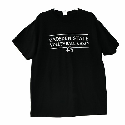Gildan Mens Black T-Shirt Graphic Gadsden State Volleyball Camp Short Sleeve L