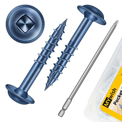 #ad 600Pcs Pocket Hole Screws 1 1 4 Inch Wood Screws #8 x 1 1 4quot; Washer Head Squa... $37.73