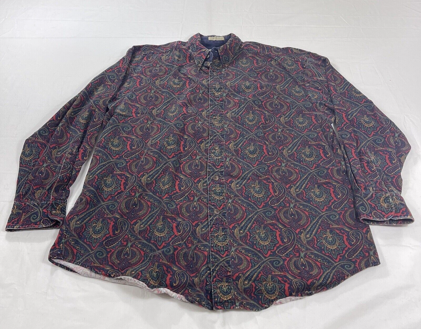FILA Camicia Vintage Adirondack Saville Rowe Taglia L Bottoni Twill Manica Lunga Paisley BELLA