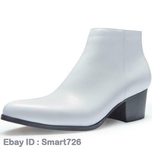 Herren spitze Zehenpartie Reißverschluss Stiefeletten kubanischer Absatz Stil Europa Brogue Leder heiß - Bild 11 von 23