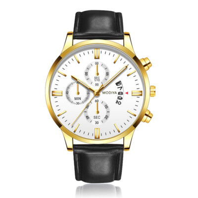 HERREN ARMBANDUHR LEDER QUARZUHR UHR UHREN LEDERUHR SCHMUCK ACCESSOIRS (NEU)
