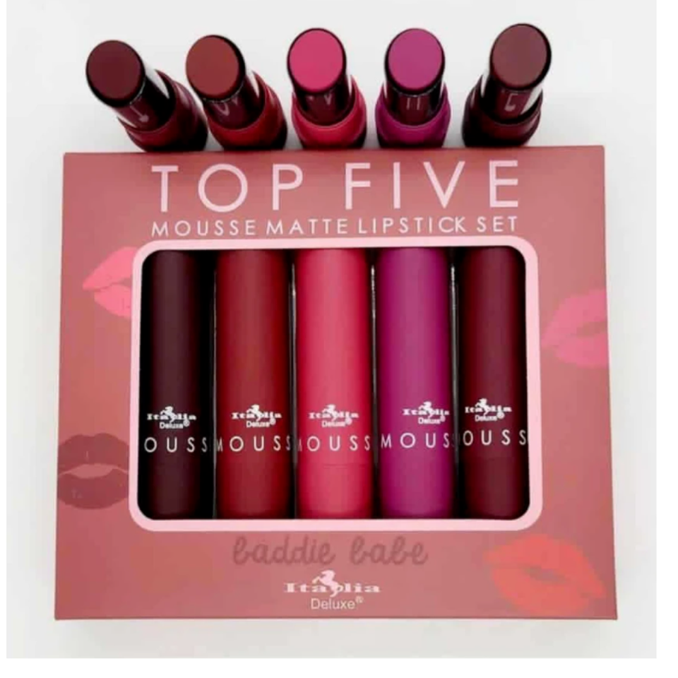 Italia TOP FIVE Mousse Matte Lipstick Set Baddie Babe, Vegan