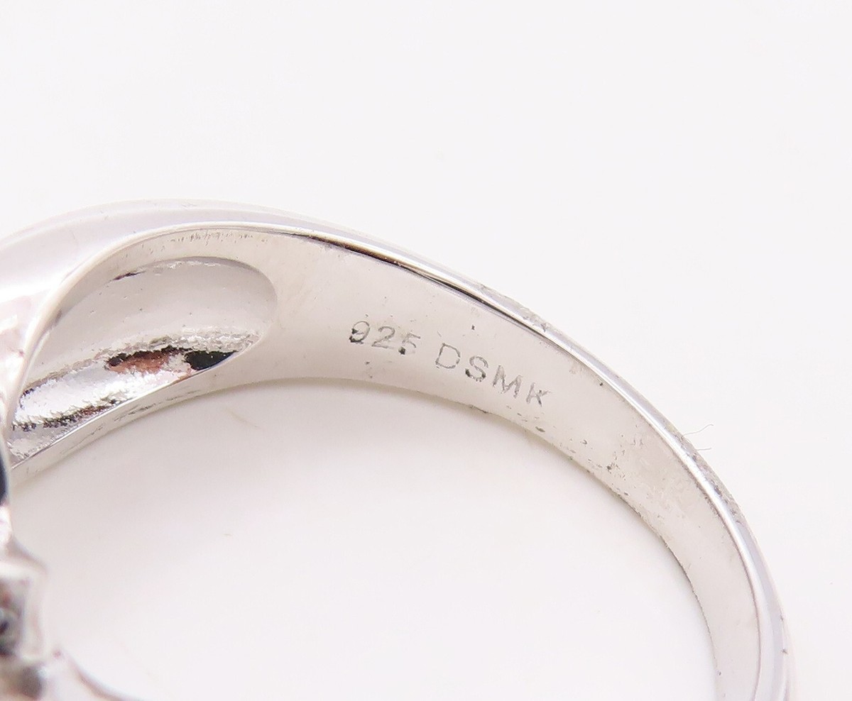 925 Sterling Silver Vintage Ring Designer Bow Cutout CZ Inlay Sz 7