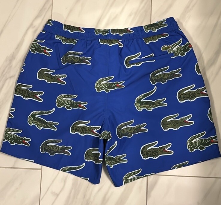 Lacoste Men's All Over Croc Swim Shorts Blue Green New thumbnail 4