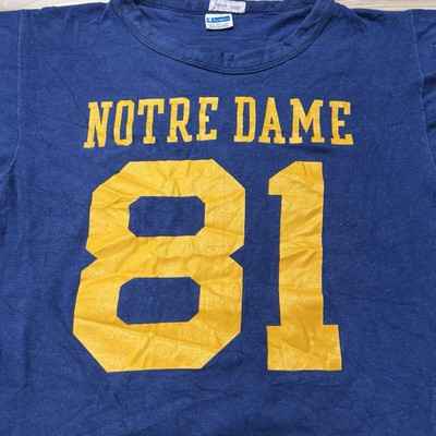 Vintage 70s Champion Blue Bar Notre Dame Jersey Shirt #81 Size 
