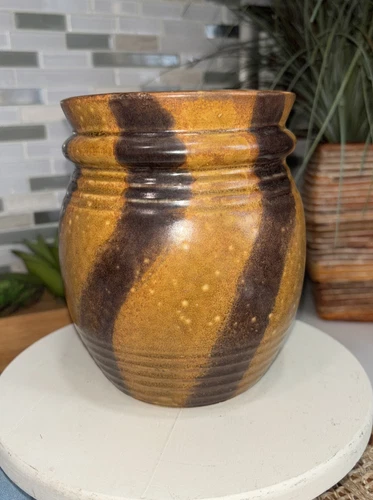 McCoy Vintage Pottery Vase Brown Swirl Art Ceramic Mid Century 3105 USA